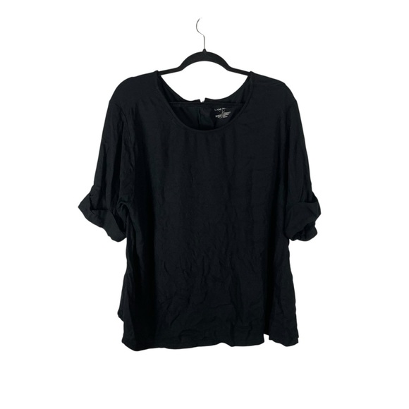 Lane Bryant Black Roll Sleeve Rayon Top Women’s Plus 22/24 - Picture 1 of 6